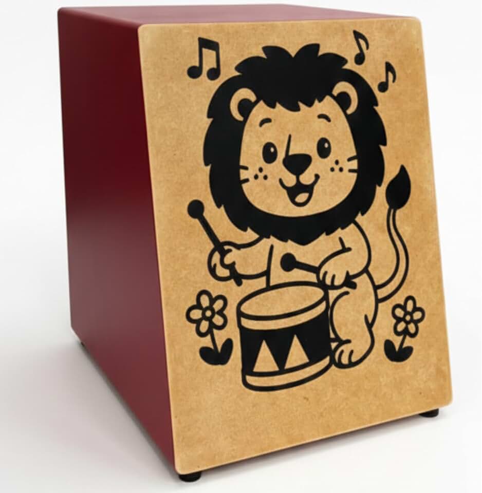 Zaidan’s Cajon Infantil Inclinado com Esteira 12 Fios – MDF, Tampo em Compensado, 31×24×25 cm, 2,1 kg – Fabricação Nacional – Cores Vermelho/Azul/Amarelo (Vermelho)