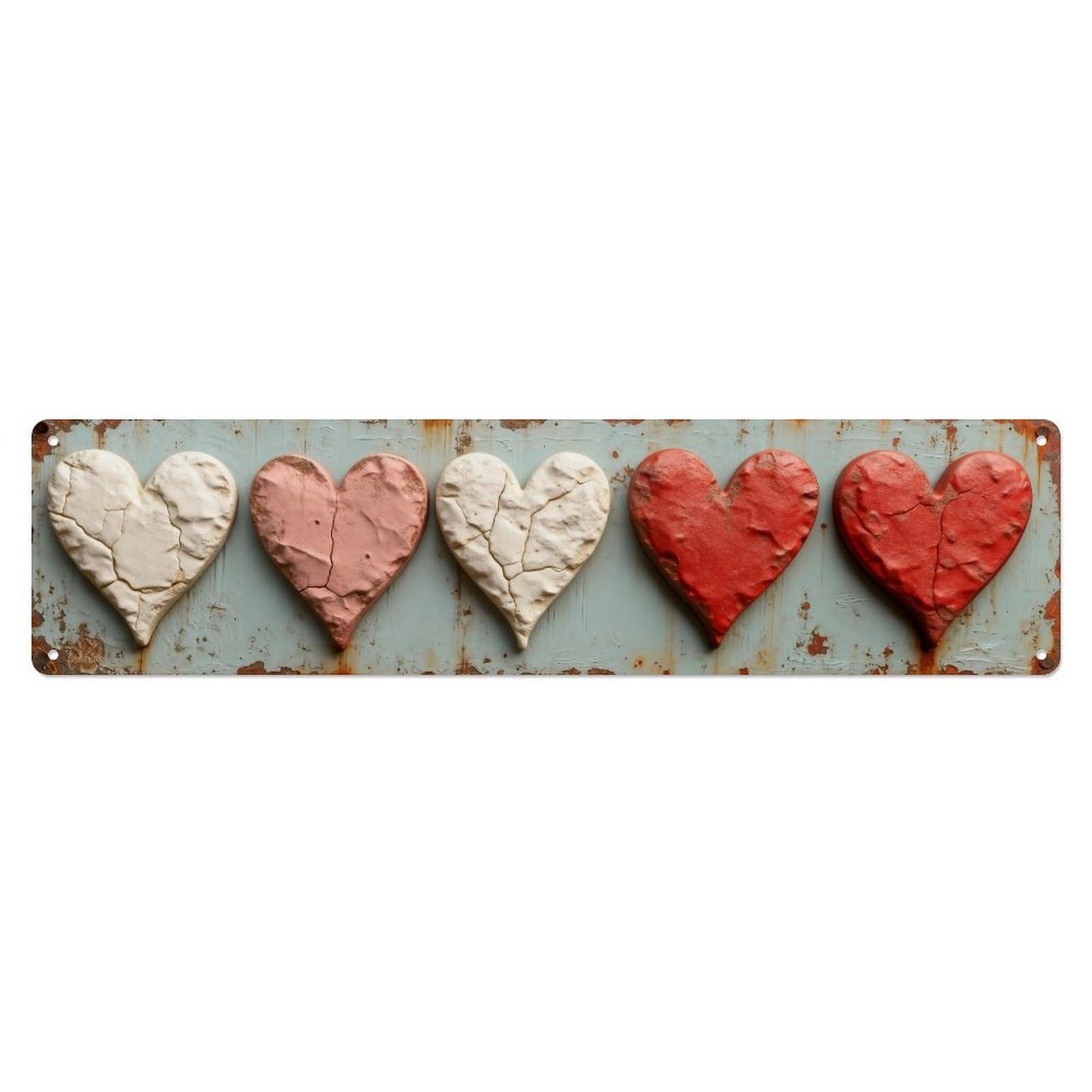 Heart Pattern Rustic Vintage Colors Metal Tin Sign Plaque