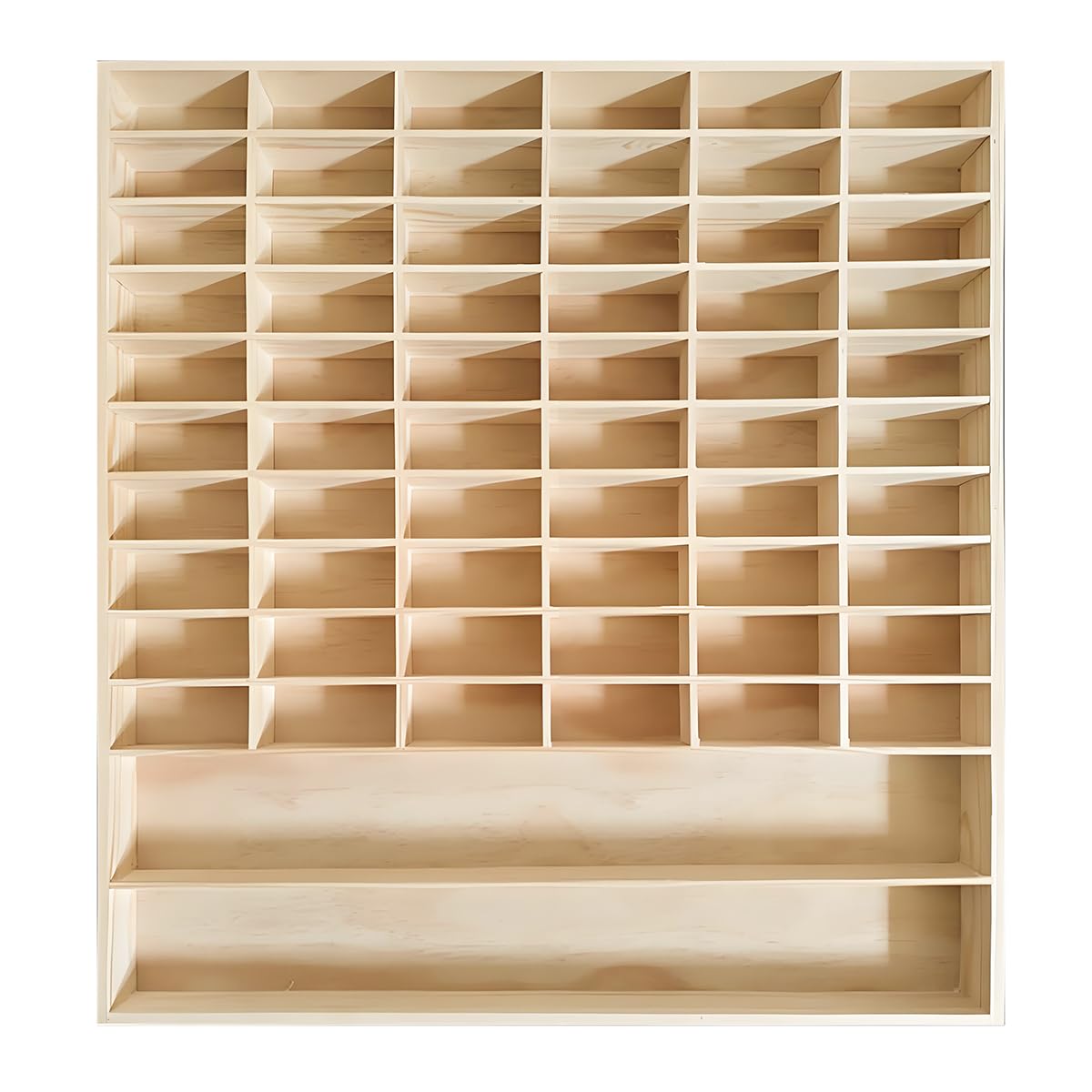 CHZIMADE 1:64 Display Case Collector's for Wooden Car Models Shelf 60 Grids Wall Display Cabinet Shelf Hanging Unit Souvenir Organiser (58.5x5x64.5cm)
