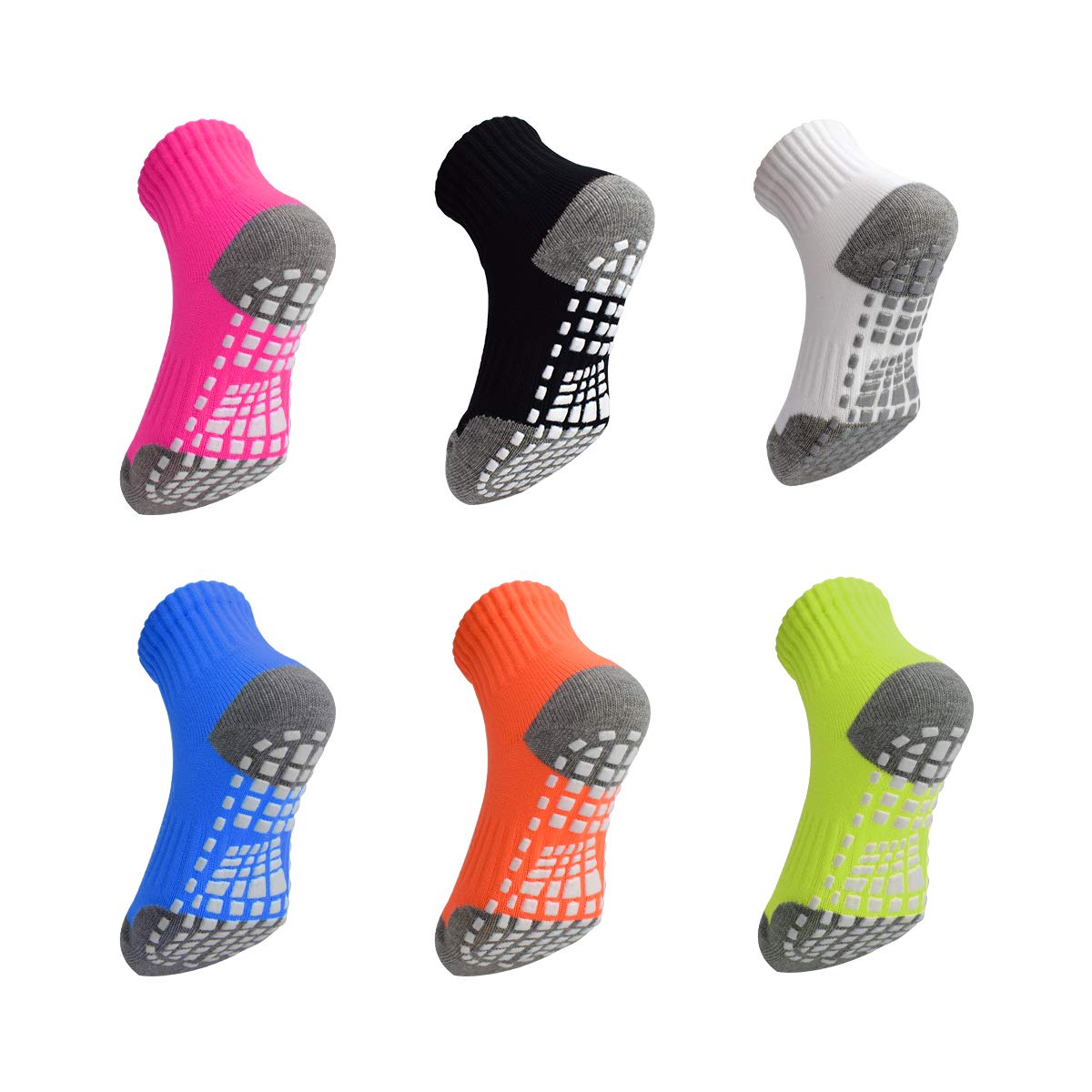LA DEARCHUU Toddler Socks with Grips Crew Kids Non Slip Baby Socks 6 Pairs for 1-7 Years