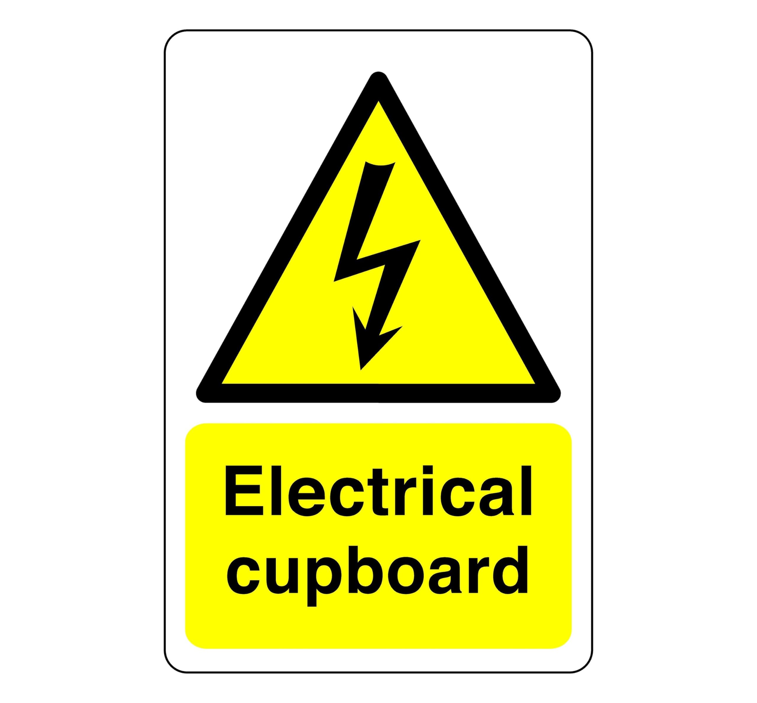 Electrical cupboard sign - 1.2mm Rigid plastic for indoor/outdoor usage (400mm x 300mm) Viewing Distance within 14m.