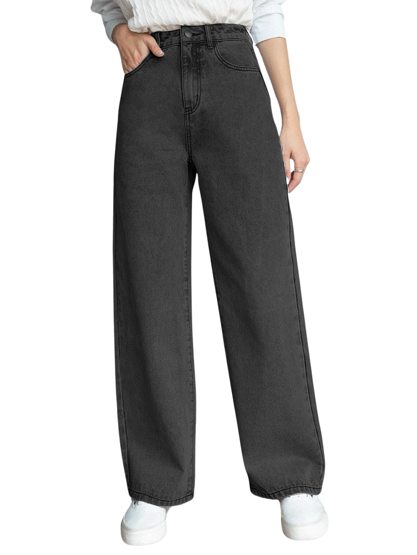GRECIILOOKS Women's Regular Fit High Waist Pants | Bell Bottom Jeans