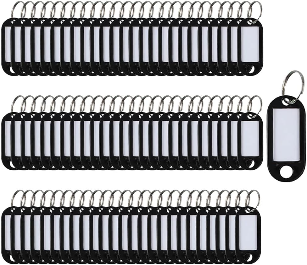 Key Tags SENRISE 100 Pieces Keyring Tags Key Labels Plastic Key Fobs Id