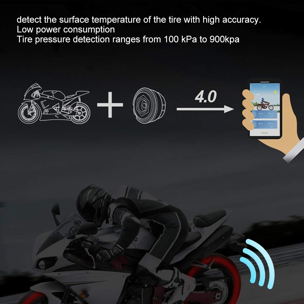 2pcs Moto Bluetooth TPMS Monitoraggio della pressione dei pneumatici Sensore interno esterno IP67
