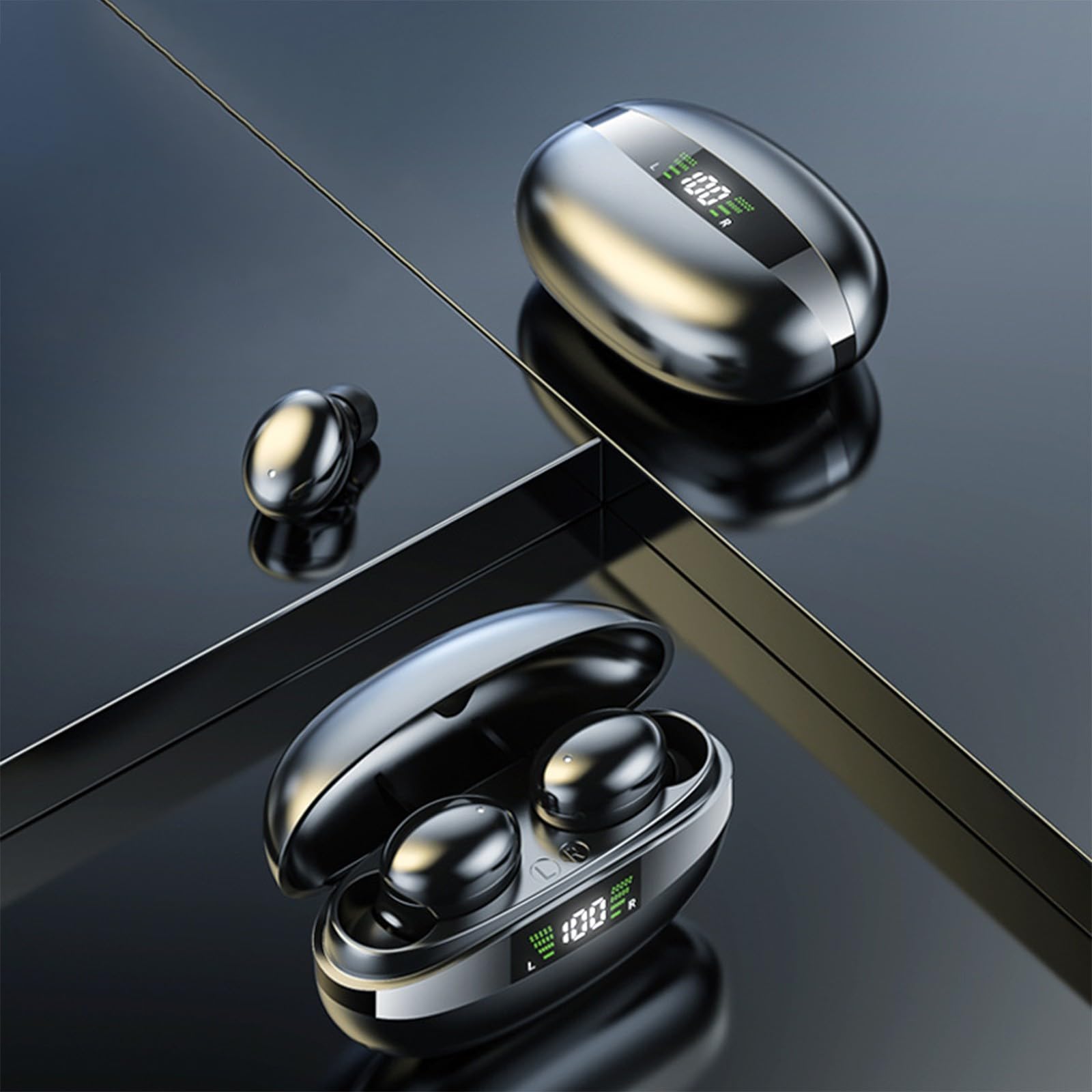 Ke1Clo Earbuds, Wireless Earbuds with Power Display, IPX5 Waterproof, 4-8h Playtime, Stereo Sound Quality, Ultra Lightweight Bluetooth Headphones for Small Ears