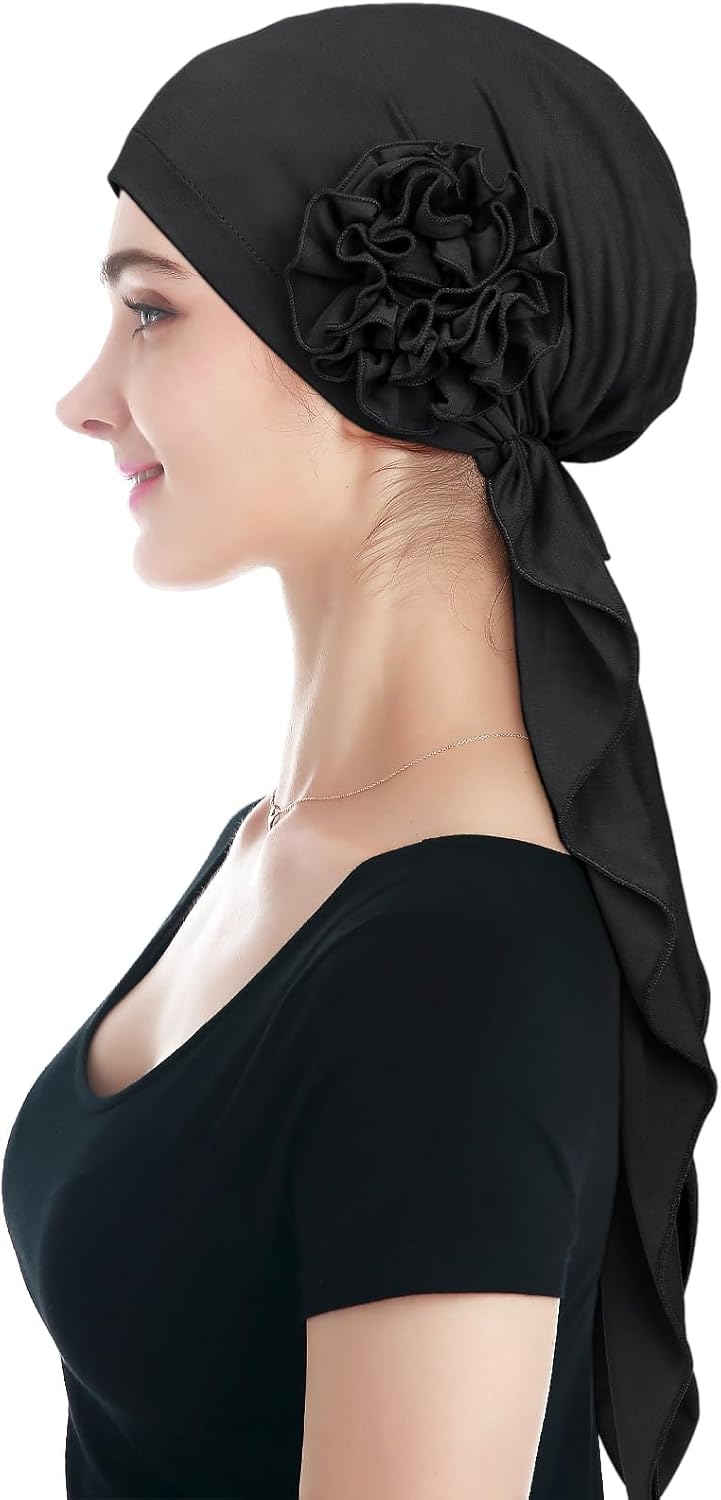 Pretied Head Scarves for Women Featuring Long Tail Finish Made of Stretchy Viscose - Image 2