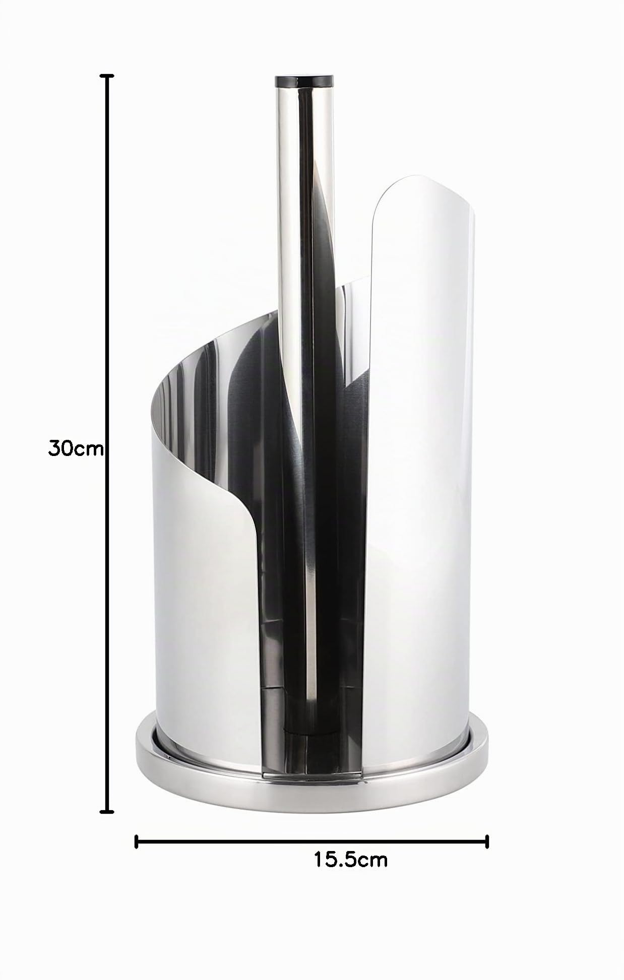 ECHTWERK Portarotolo da cucina, Portasciugamani, Portarotolo in acciaio inox, facile da strappare, facile da usare, verticale, robusto, Edizione argento, 15,5 x 33 cm
