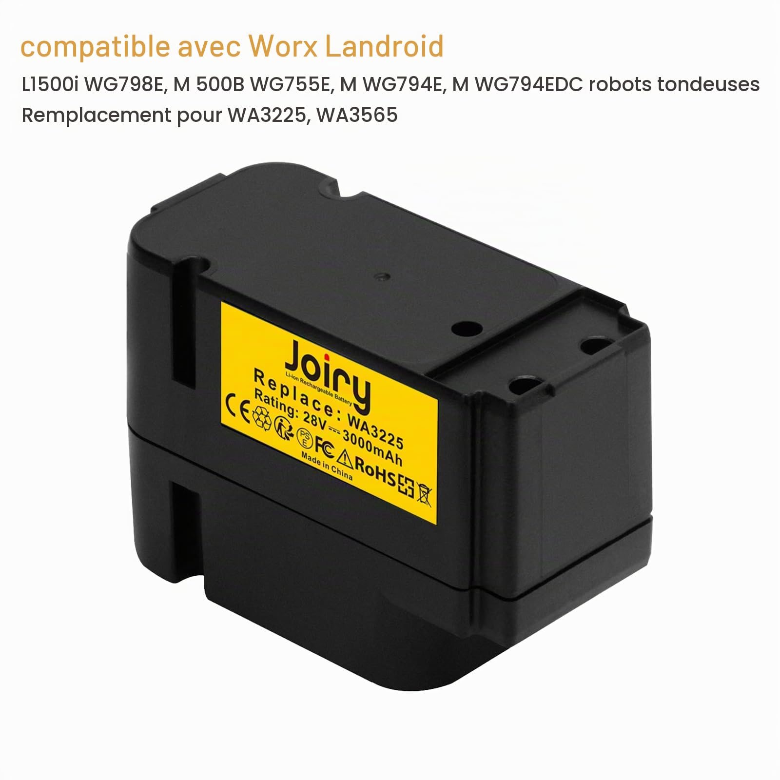 Joiry 28V 3000mAh Li-ION Batterie pour Landroid L1500i WG798E, M 500B WG755E, M WG794E, M WG794EDC Remplace WA3225, WA3565