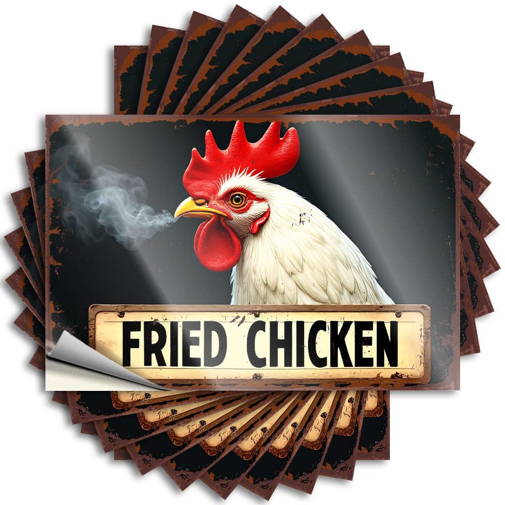 Decal Fall Custom Stickers, Bumper Waterproof Fried Chicken Sign with Rooster for Hydro Flask | Heavy Vinyl Decals for Long Holiday Gift(8X12CM)