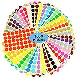 1600 Dots 1' Round Color Coding Labels Circle Dot Stickers,20 Colors Neon Color Coded Stickers...