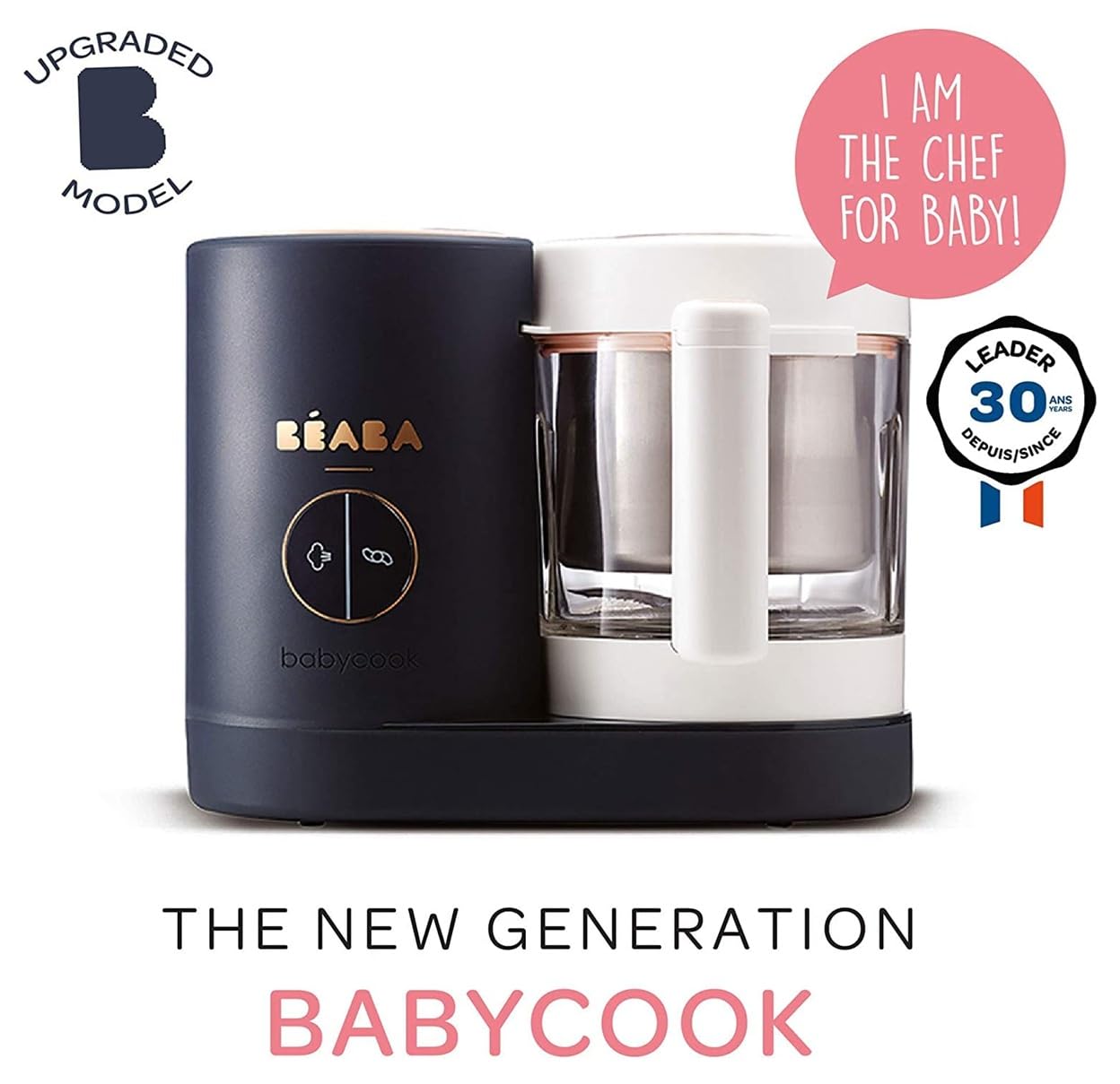 Béaba Babycook Neo 4 in 1 Baby Food Maker Glasschale Edelstahl Nachtblau