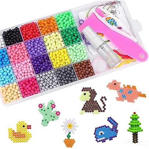 CGBOOM Water Fuse Beads Set 5mm 3200 Refill Compatible Beads Magic Water Sticky Beads Art Crafts Toys for Kids Beginner Set… Cover