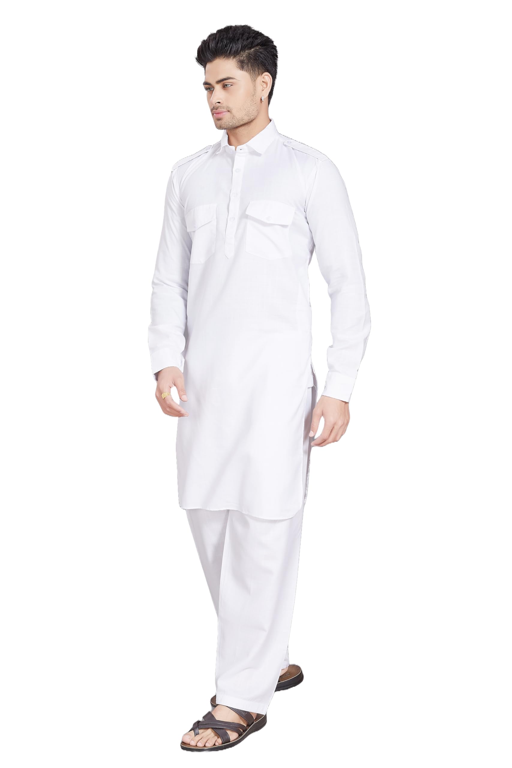 divisive Men's Cotton Blend Pathani Kurta Pyjama Set-picture-32