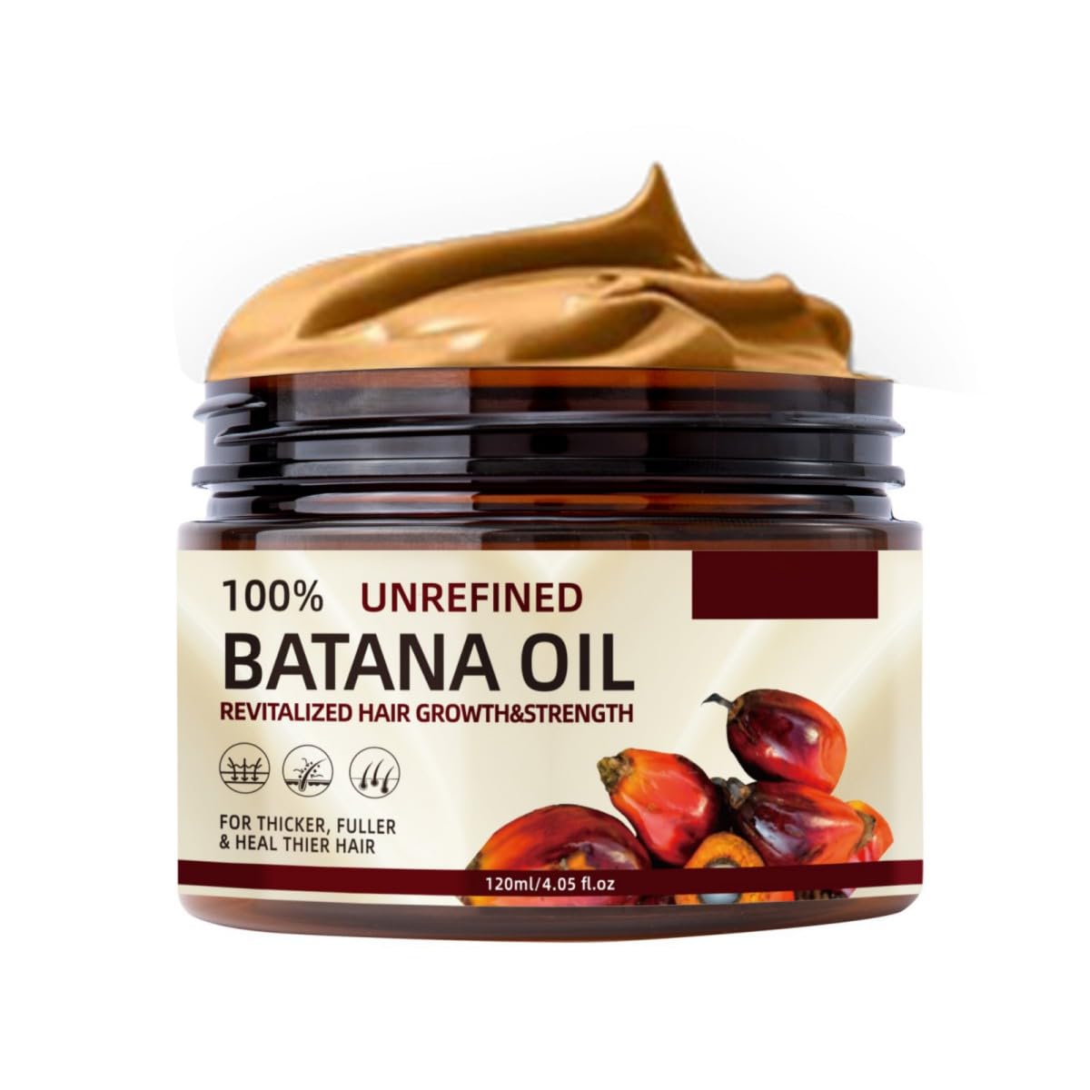 Batana Oil Hair Mask, Raw Batana Oil for Hair Growth, Repair Damaged Hair, Leave Hair Smoother, Eliminates Split Ends & Increases Shine, 120ml