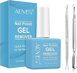 Gel Nail Polish Remover, Nail Polish Remover for Gel Nails, Ultra-Powerful Nail Polish Remover for Natural, Soak-Off Gel Polish in 2-5 Minutes (with 1Pcs Cuticle Pusher and Nail Polish Scraper)