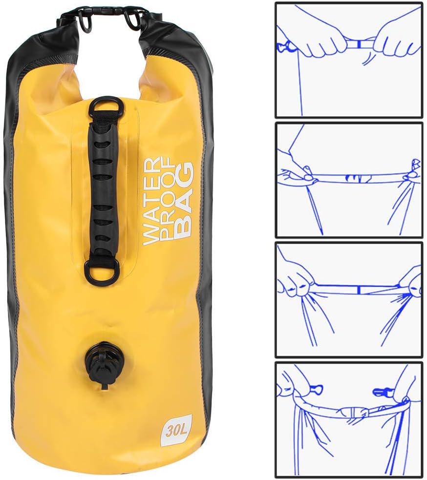 LIZEALUCKY WATERPROOF DRY PACK DURABLE BAG 30L FOR OUTDOOR ACTIVITIES (Yellow)