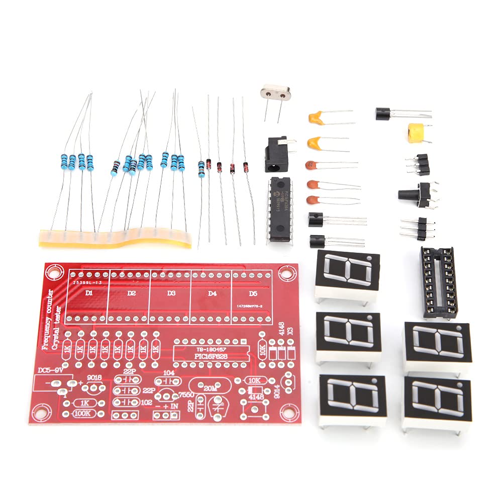 Electrical Tester Kit, 1Hz-50MHz Frequency Counter Module, Crystal Oscillator Tester DIY Module Kit with 5 Digits Digital Tube Display