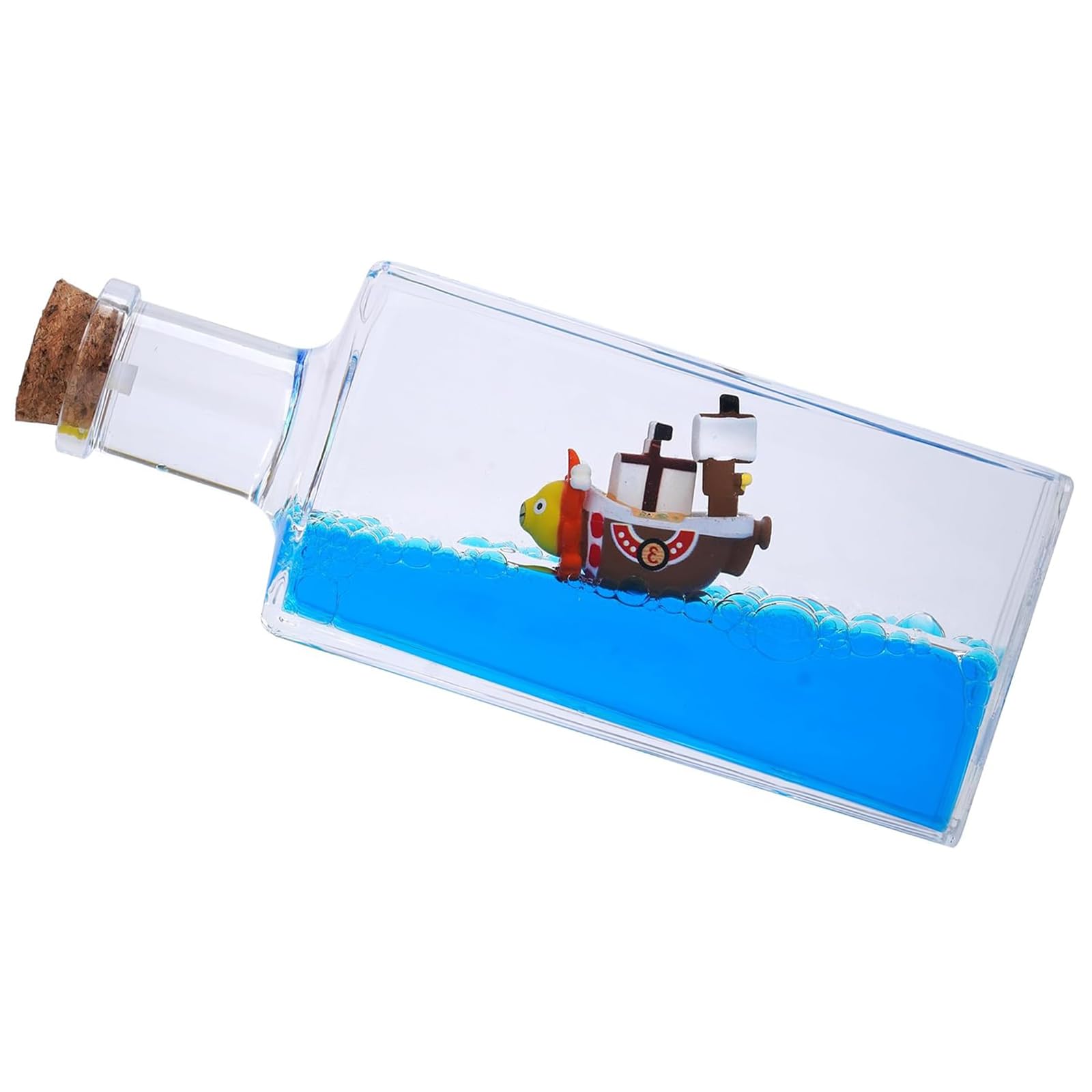 Unsinkable Thousand Sunny Anime Pirate Ship in A Bottle - Floating Boat Liquid Motion Ocean Desk Decor, Unique Birthday Gifts for Men Women Anime Lovers, Desk Ornament for Home Office Decorations