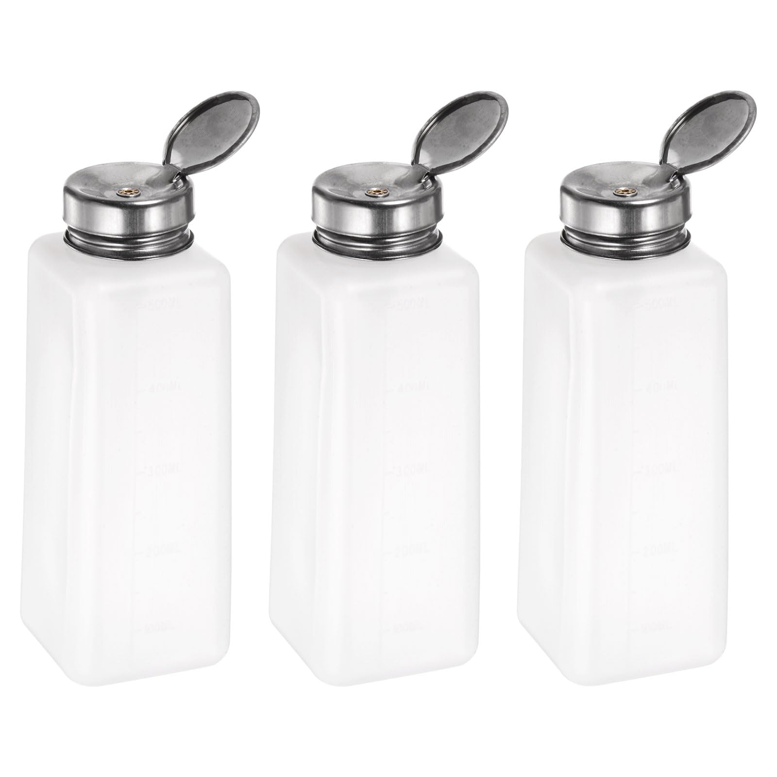 QUARKZMAN 3Pcs Distributeurs de Solvant d'Alcool de 500 ml (16,9 OZ) avec Pompe Poussoir et Bouteille de Scellement en Acier Inoxydable pour Acétone, Nettoyant, Blanc
