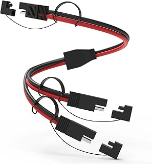 14AWG SAE Y Splitter Cable SAE Quick Disconnect Connector, DC Power Automotive Adapter 1 to 2 SAE to SAE Extension Cable for Solar Panel Battery Charger, 12 inch with Waterproof Caps