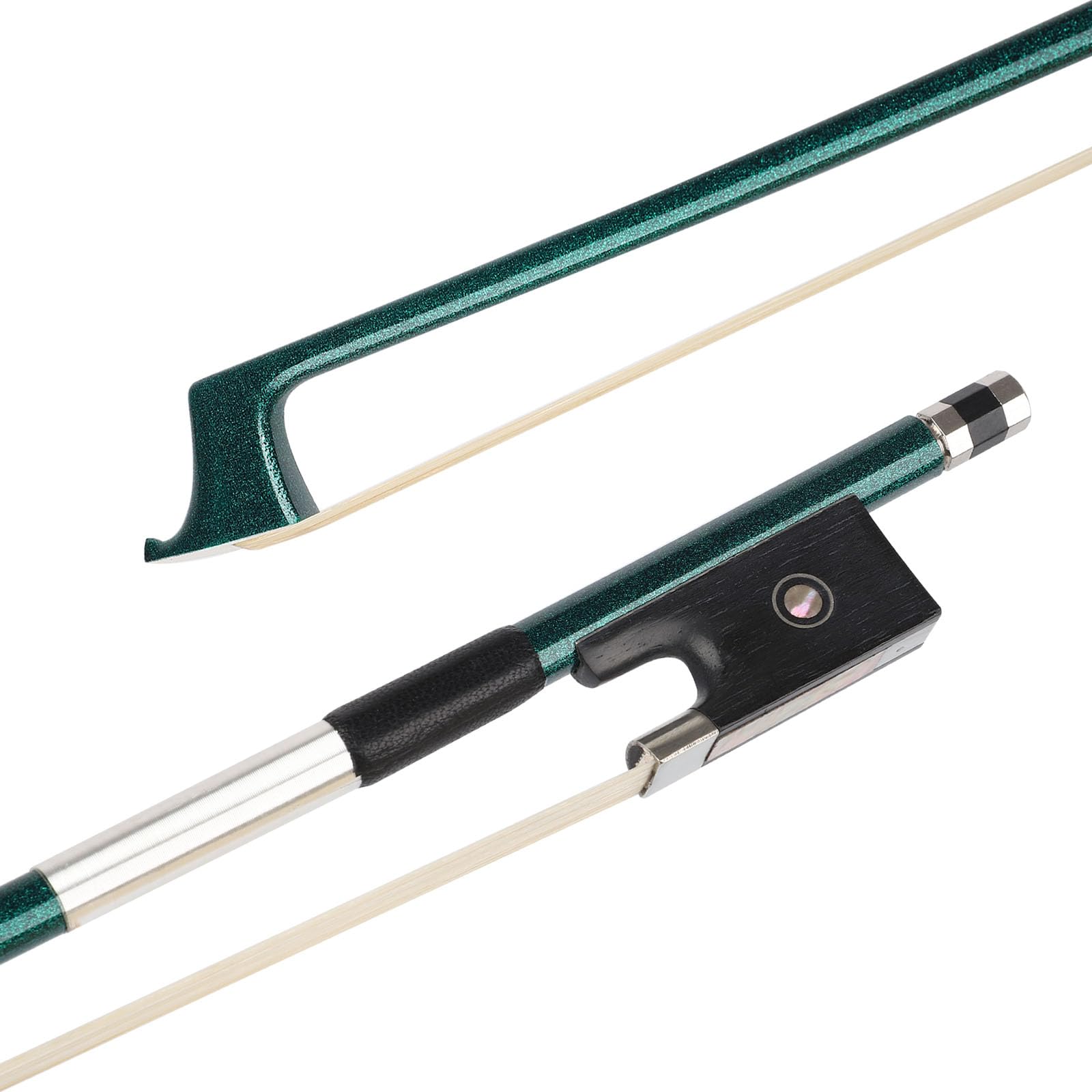 LIEKE Carbon Fiber Violin Bow 3/4 size lightweight Fiddle Bow (3/4 size, Green)