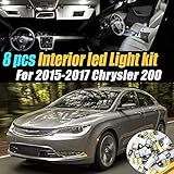 8Pc Super White 6000k Car Interior LED Light Bulb Kit Pack Compatible for 2015-2017 Chrysler 200