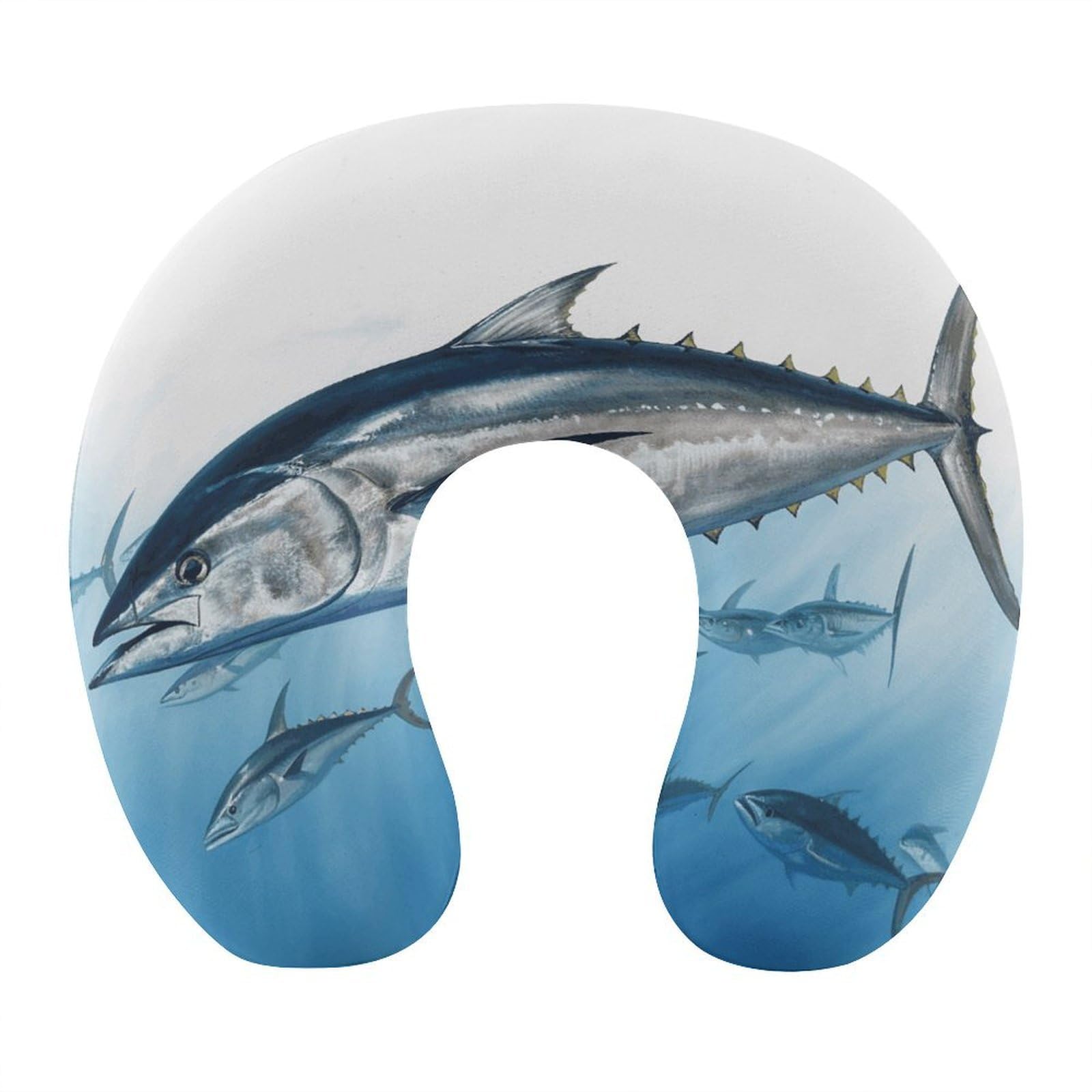 FekiLoot Bluefin Tuna Thunnus Travel Pillow,U Shaped Office Napping Pillow Support Neck and Head Comfortable Travel Neck Pillow U Shape Sleeping Essentials for Long Haul Flights