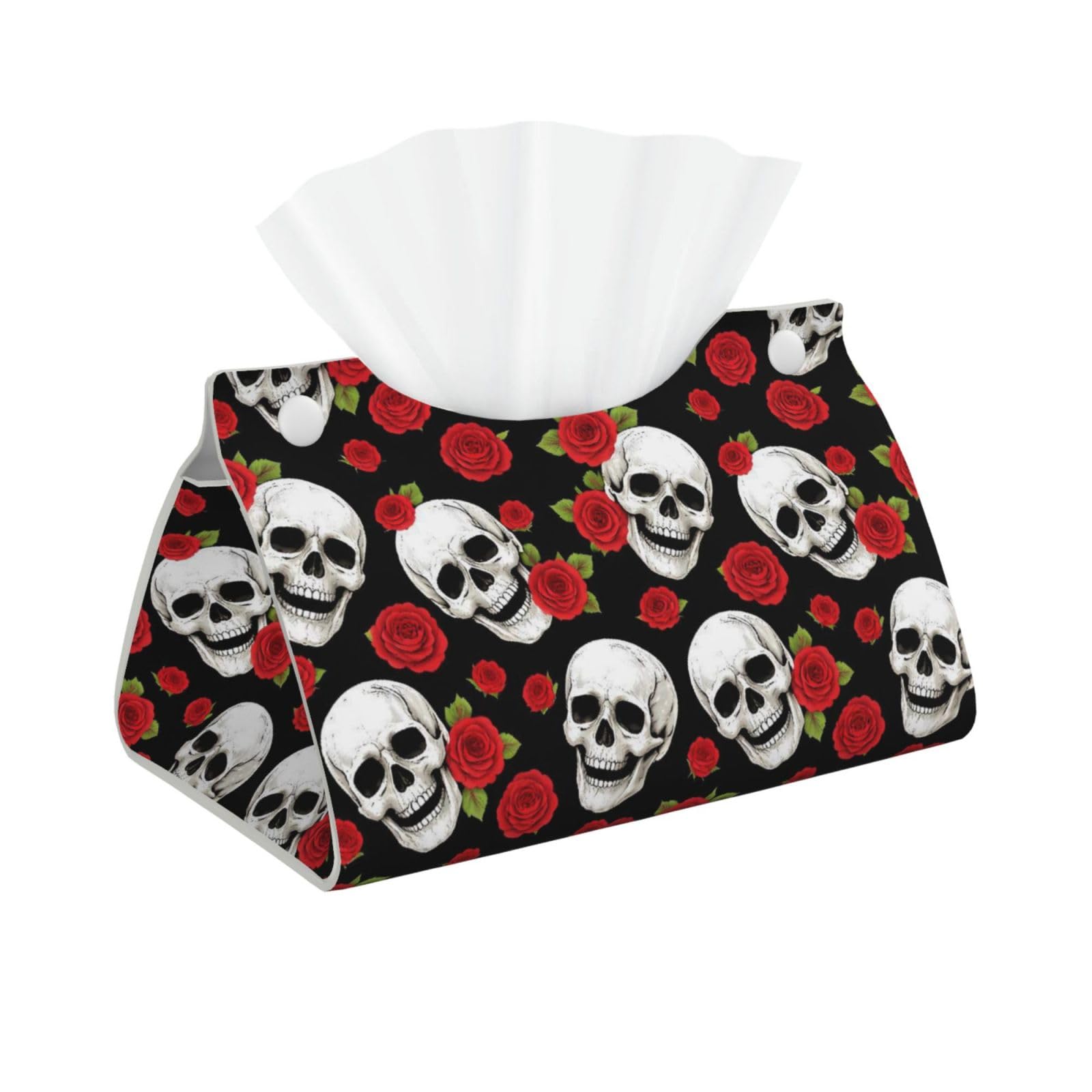 Horror Rose Skull Floral Long Tissue Box Cover Holder Home Decor Aesthetic 7.87'' x 5.12'' x 0.98''