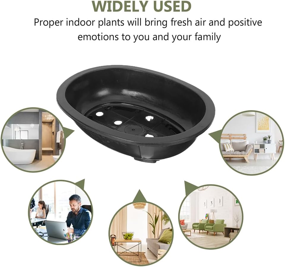 Toddmomy Large Bonsai Pot, 2pcs Plastic Bonsai Training Pots with Drainage Hole, Oval Planter for Home Office Nursery Garden Balcony