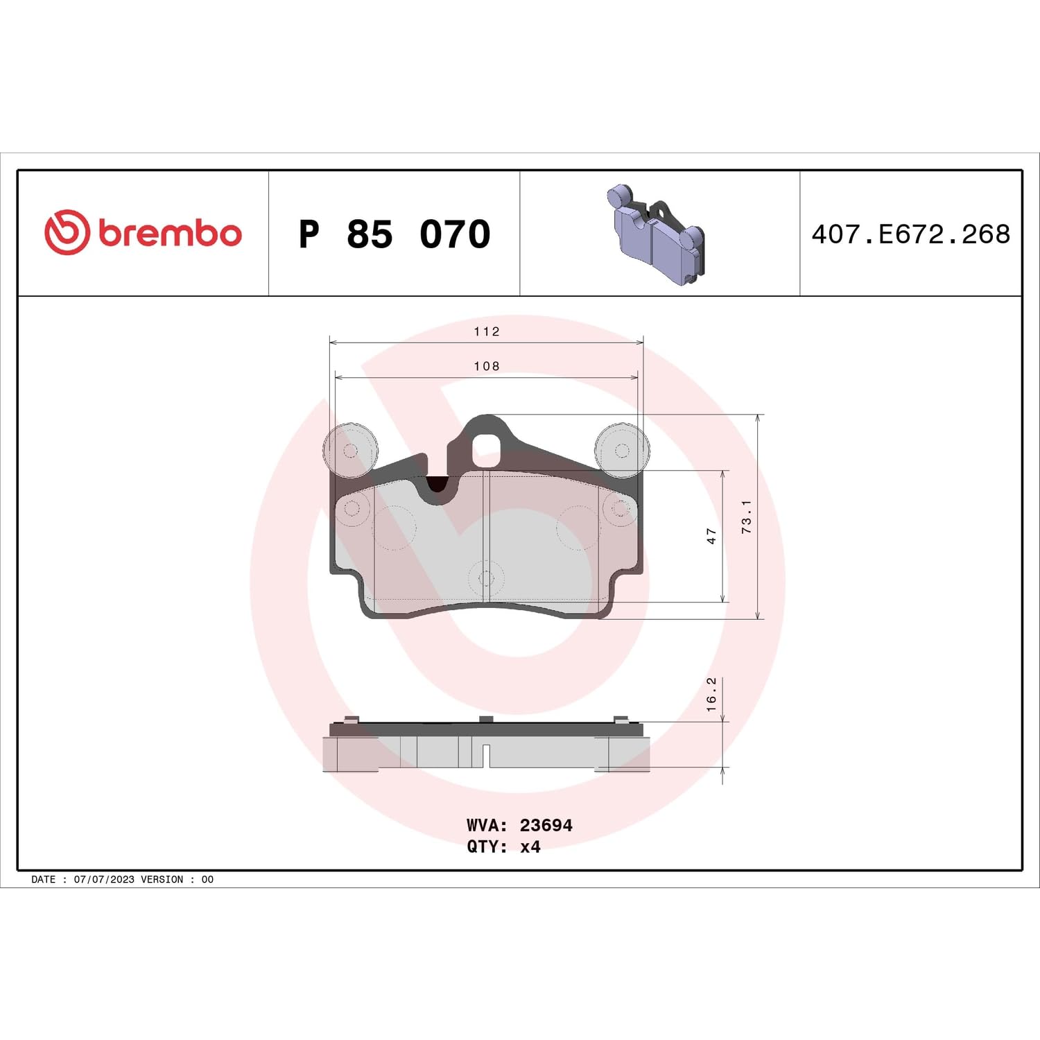 Brembo P 85 070 Pastillas de Frenos