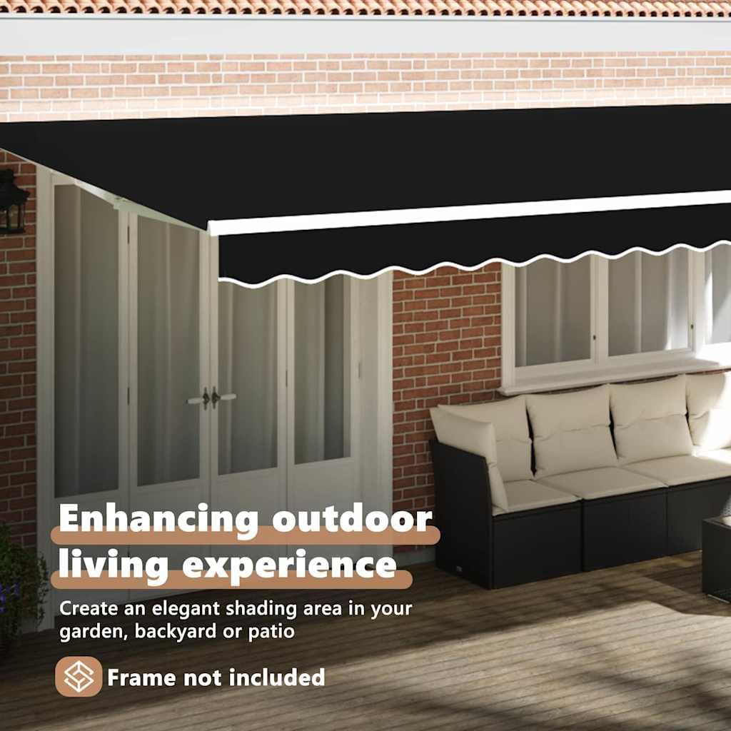 vidaXL Markisenersatzstoff Schwarz 580 x 295 cm Polyester, Balkon-Sichtschutz, modernes rechteckiges Sonnendach, strapazierfähiger UV-beständiger Stoff, wetterfester Unterstand