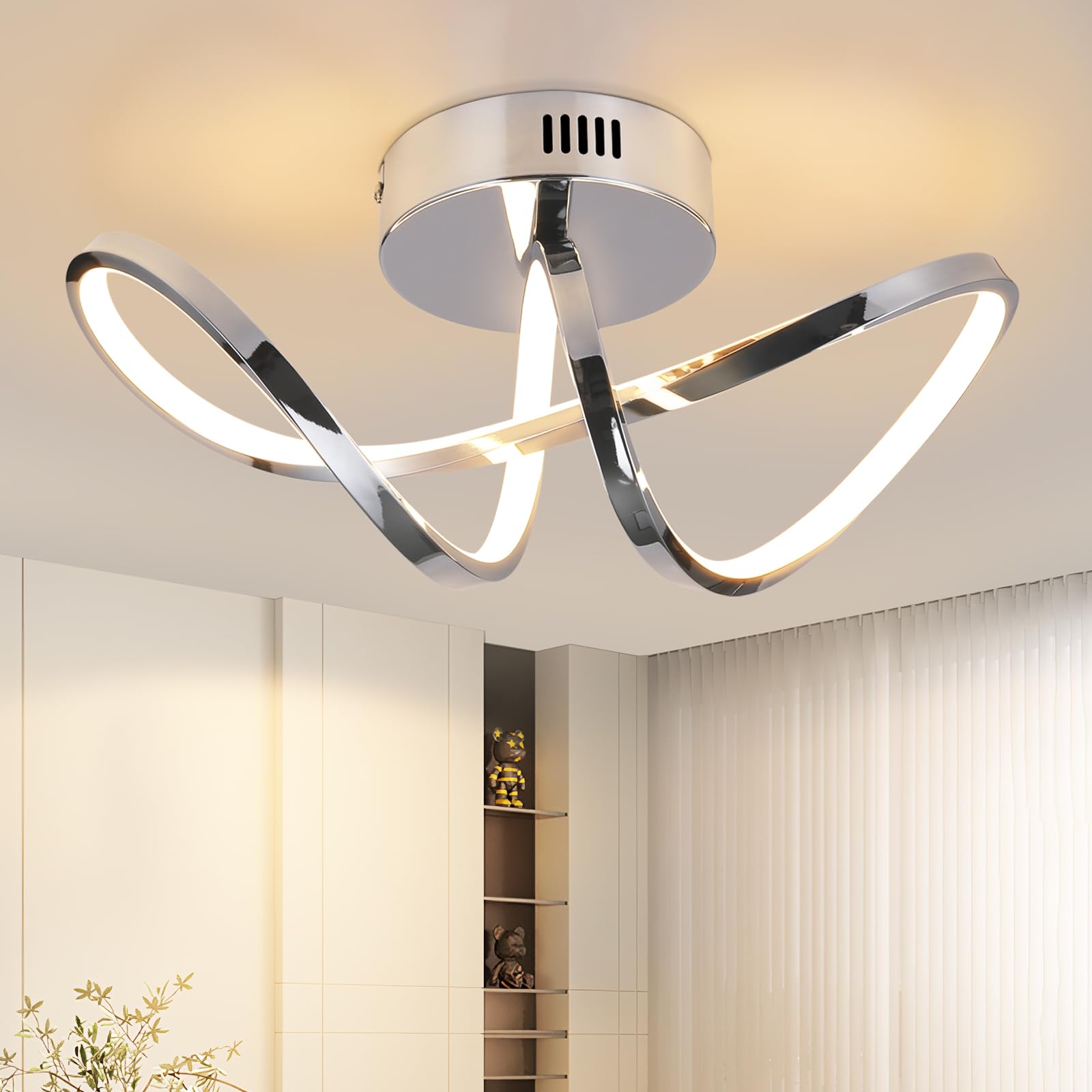 Homefire Deckenleuchte Schlafzimmer Deckenlampe Wohnzimmer: Modern Schlafzimmerlampe Chrom Design 12W Innen Küchenlampe 3000K Warmweiß LED Deckenbeleuchtung für Küche Flur