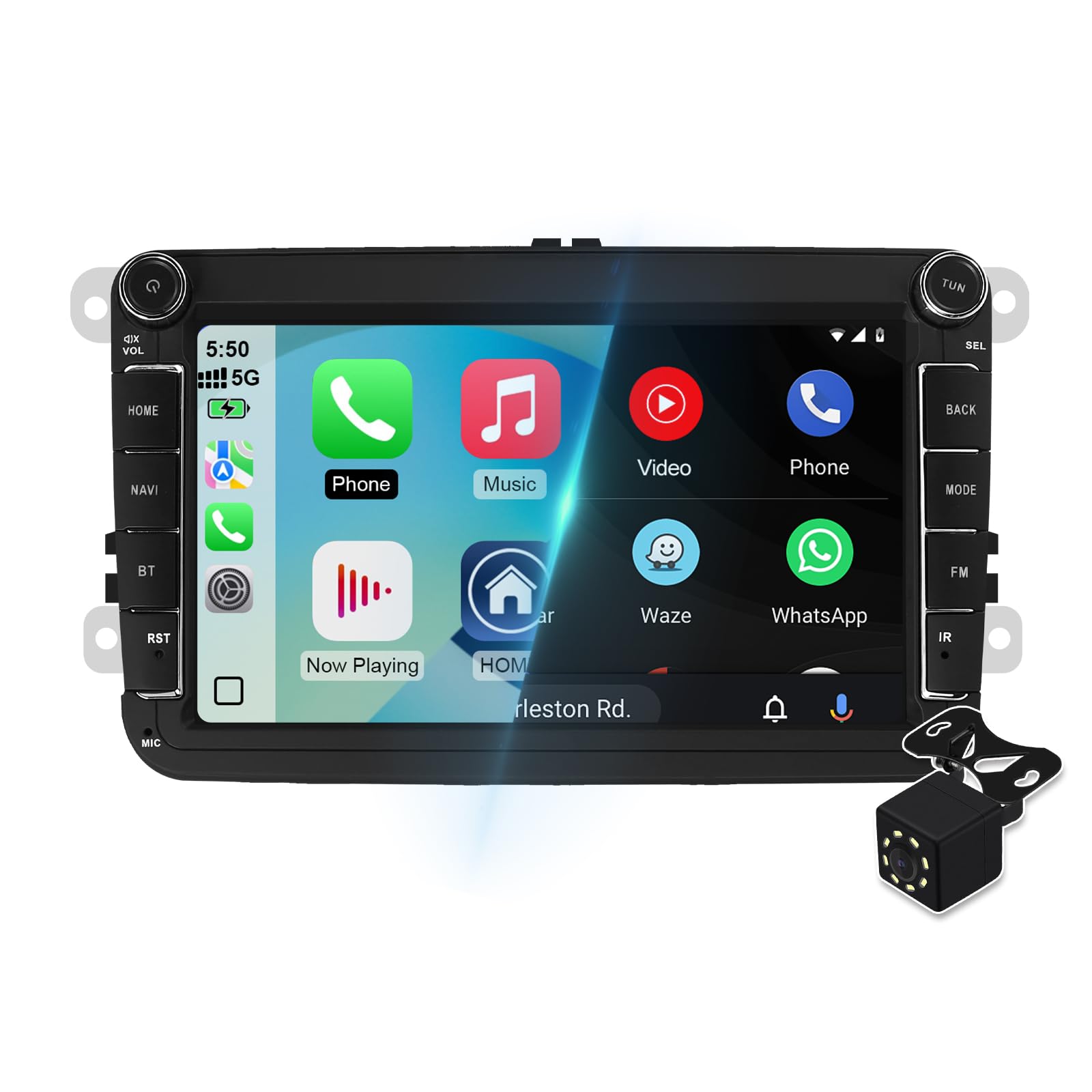 2G 64G 8 cali Android 14 Car Multimedia Player Radio Stereo for VW Polo Golf Passat Seat with Wireless CarPlay Android Auto Mirror Link WiFi SWC GPS Navi Bluetooth FM Backup Camera