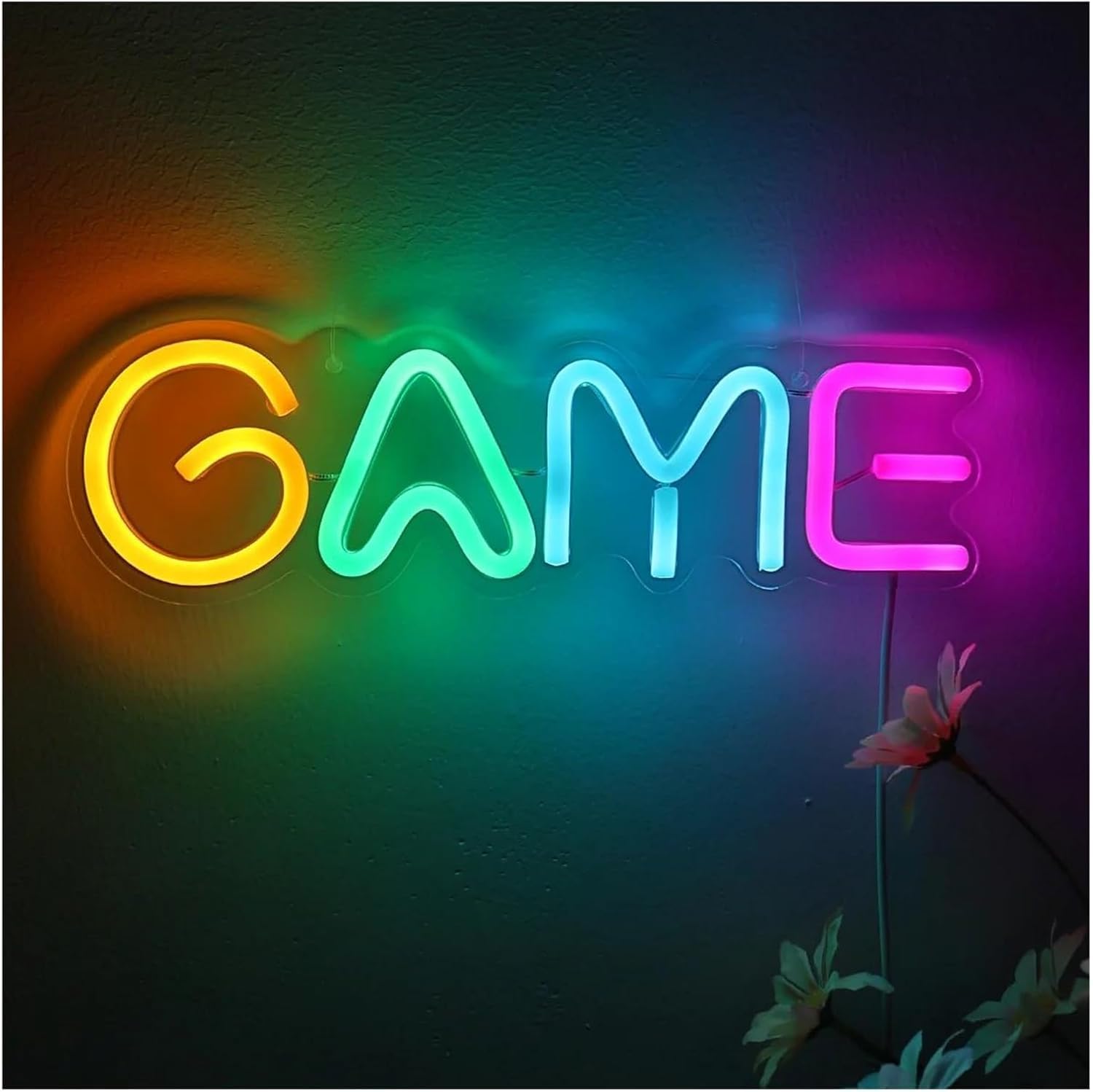 Insegna al per neon colorata a per LED GAME luminosa per per sala giochi, pub, club, 28 cm × 8,7