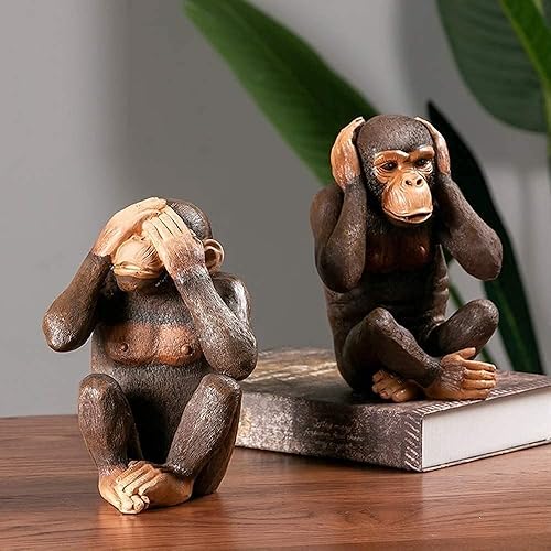 Miniatura 7 de ZXHStore 3 piezas de escultura de mono, estatua de tres monos sabios, no ver, no escuchar, no decir monos, escultura de buena suerte, regalos de