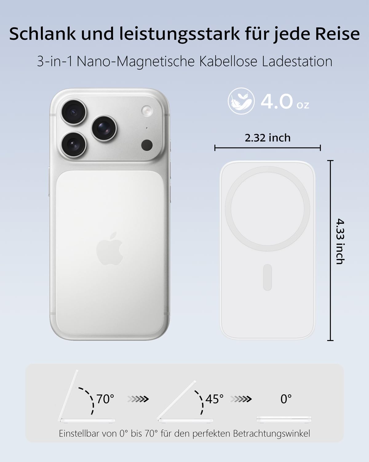 Ladestation Apple Watch und iPhone, 3 in 1 Magnetische Induktive Ladestation für iPhone 12-17 Serie, Apple Watch Ultra/SE/11-6, für AirPods 4/3/2/Pro 3 Faltbares Wireless Charging Dock