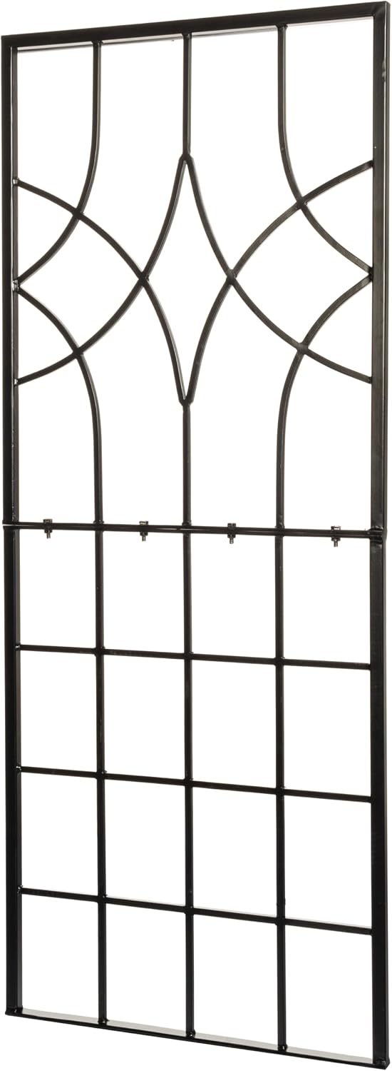 H Potter Garden Trellis Geometric Wrought Iron Heavy Duty Metal Panel Screen (Black, Small)