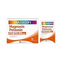 Massigen – Magnesio e Potassio Forte Zero Zuccheri, Gusto Arancia Rossa, Integratore con 5 Sali di Magnesio e 3 Sali di Potassio, 24 Bustine da 8 g