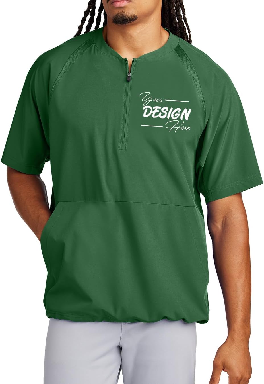 INK STITCH Men Jst489 Custom Printing Front and Back Add Logo Photo Texts Half Zip Sports Shirts