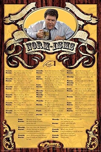 Normisms (Cheers TV Show) 36x24 Art Print Poster Wall Decor Humorous 1 Liners Coach Sam Norm