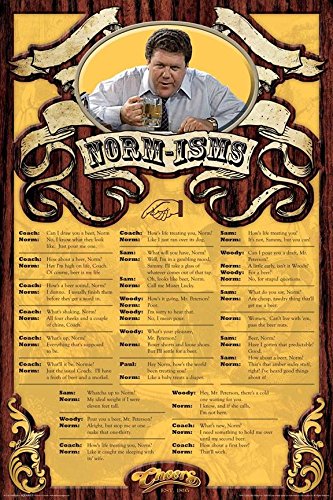 Normisms (Cheers TV Show) 36x24 Art Print Poster Wall Decor Humorous 1 Liners Coach Sam Norm