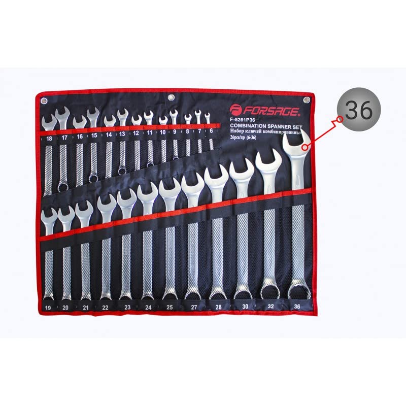 FORSAGECombination wrench 26pcs in bag 6-36mm Wrench Set with Tool Roll