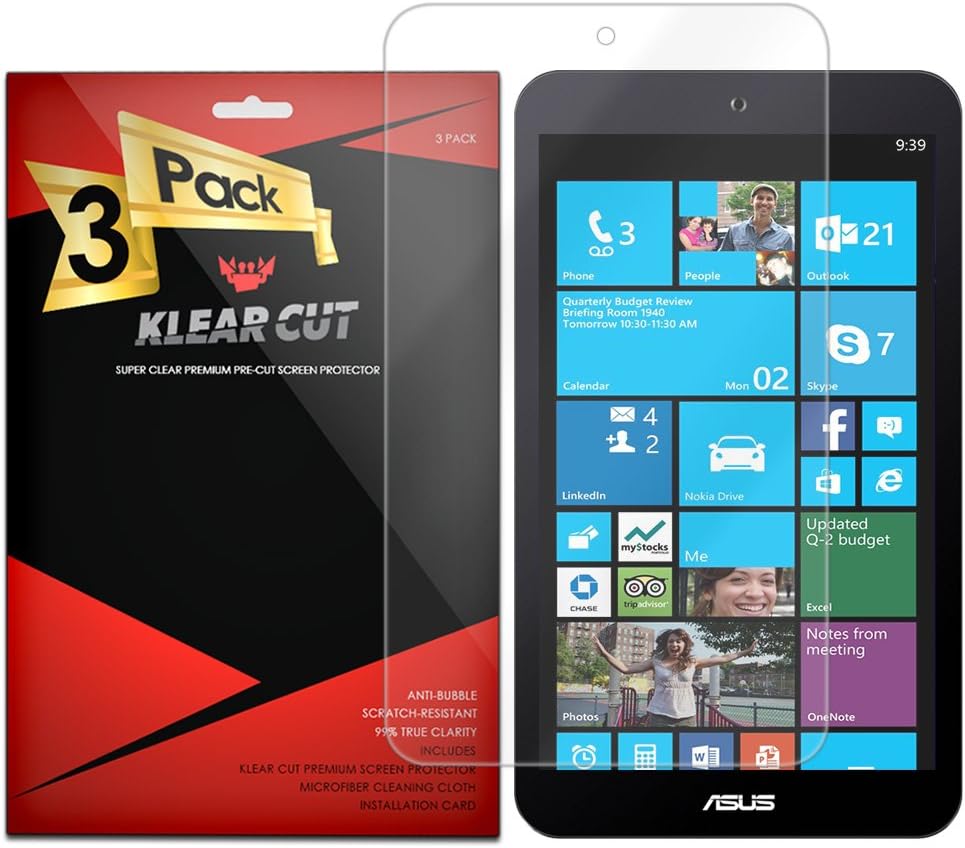 Asus Vivotab 8 Screen Protector [3-Pack], Klear Cut High Definition Clear Screen Protector for Asus Vivotab 8 (M81C) PET Film Anti-Bubble Shield