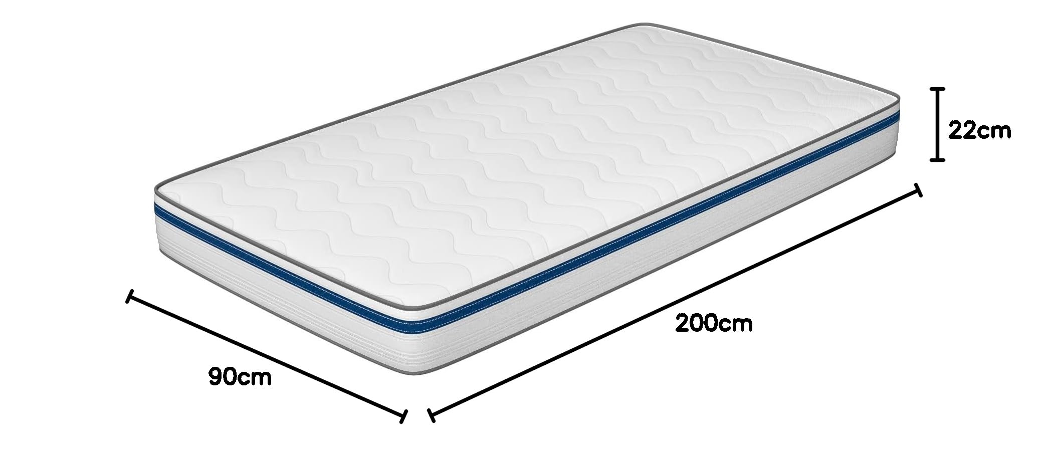 miasuite i sogni italiani Matelas 90x200 cm Épaisseur 22 cm, Mémoire de Forme, Antiacariens, Hypoallergénique | Easy