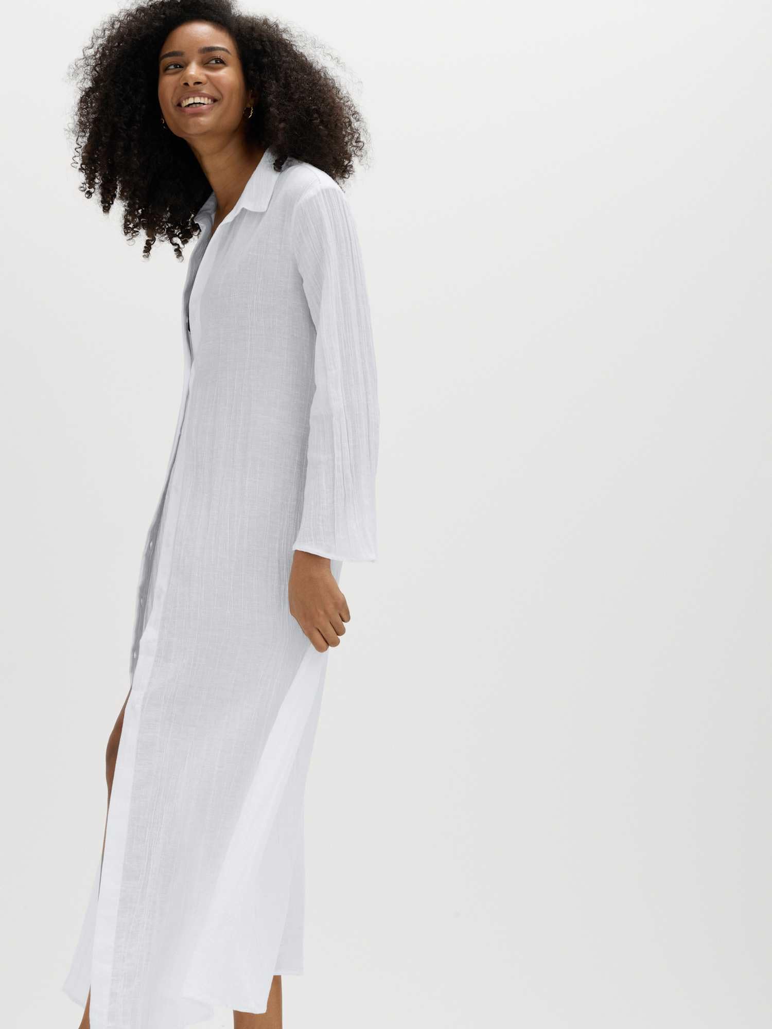 Marks & Spencer Robe Chemise midi en Coton avec Lin