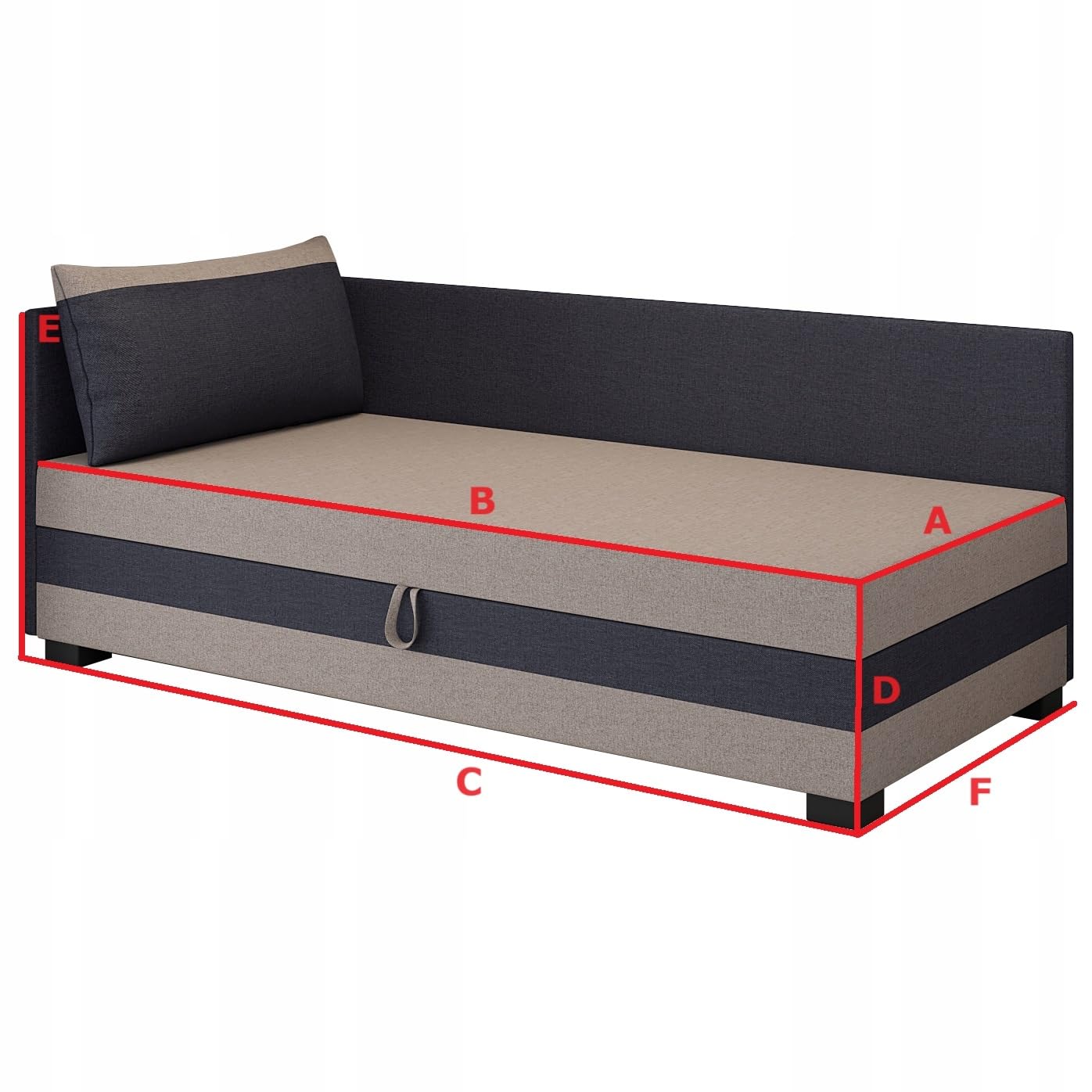 Boxspringbett Ilia+ 110x198x38 cm mit Schaumstoff Matratze, Bett mit Matratze, Polsterbett mit Bettkasten, Gepolstertes Einzel Bett, Schlafsofa - Beige Graphit