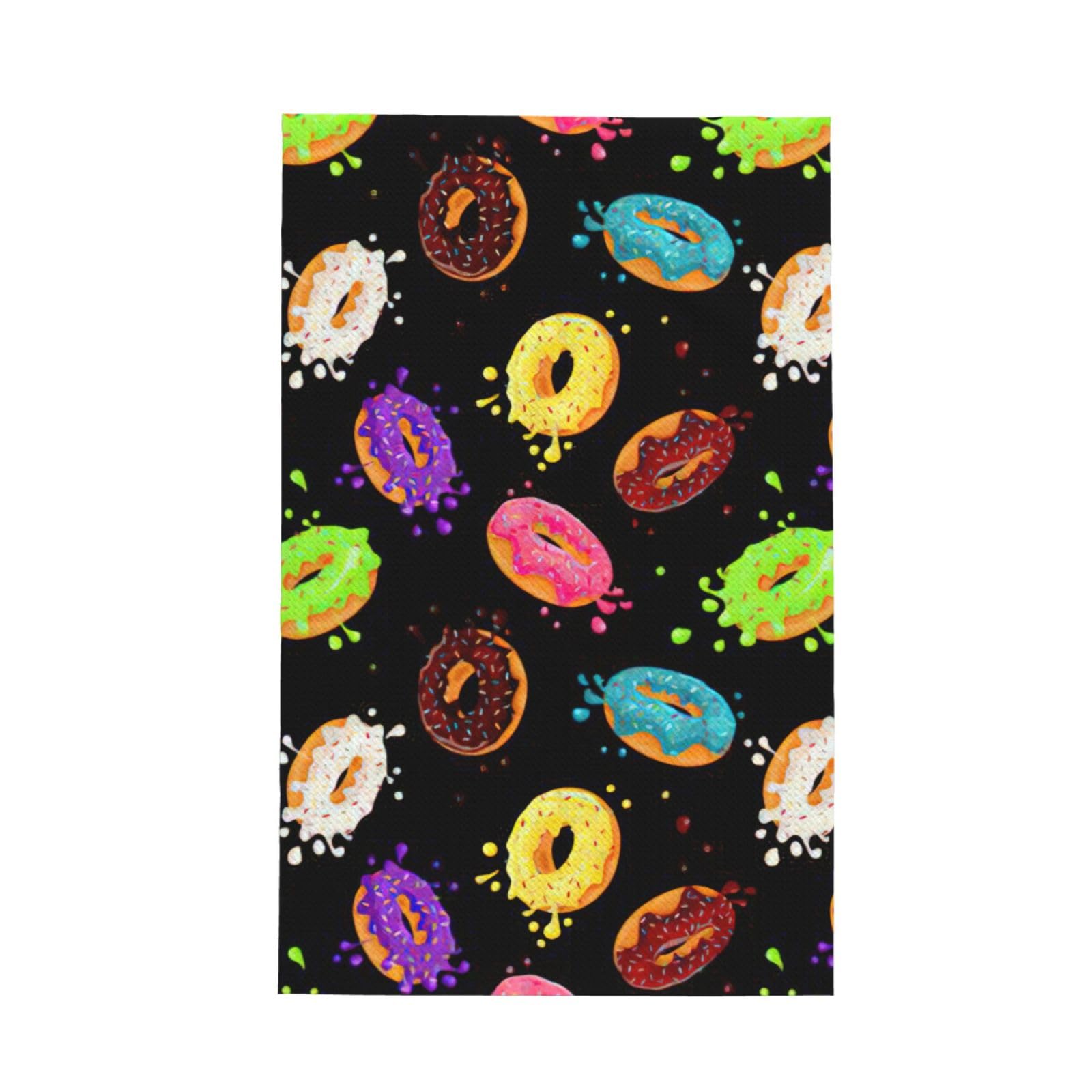 CKGODGF Donut Print Absorbent Waffle Dishcloths,Kitchen Towels With Hanging Loops,Tea Towels.