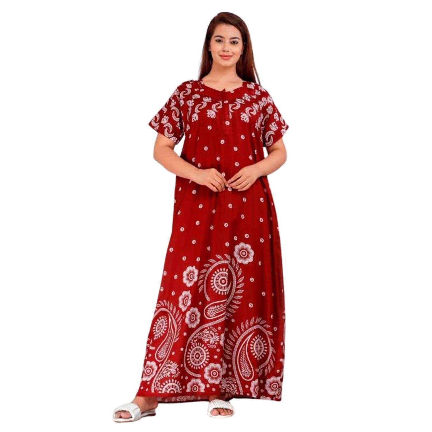 Women Flower Printed Casual Wear Cotton Nighty / Gown_MFNT5018-image-25