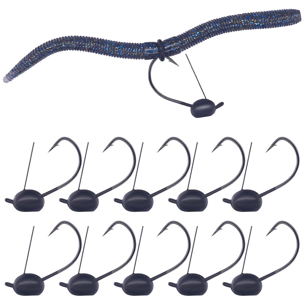 Weedless-Wacky-Rig-Hooks-Weedless-Jig-Head Worm Weights Hook for Bass Fishing 10 Pack (1/16oz (1.8g)-10 Pack)