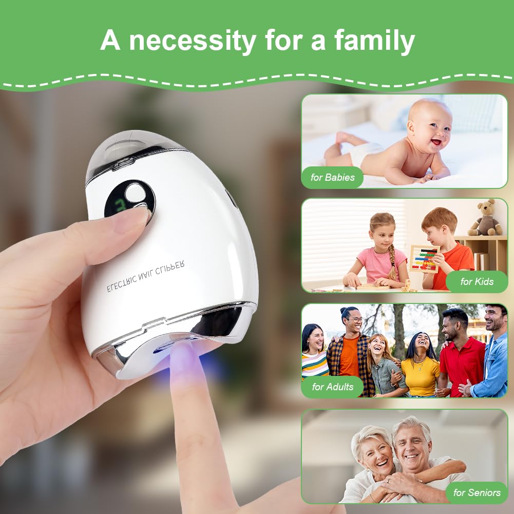 LOPHE Coupe-ongles électrique 2 en 1 pour bébé - Vitesse réglable - Lime à ongles électrique pour bébé et adulte - Silencieux et sûr